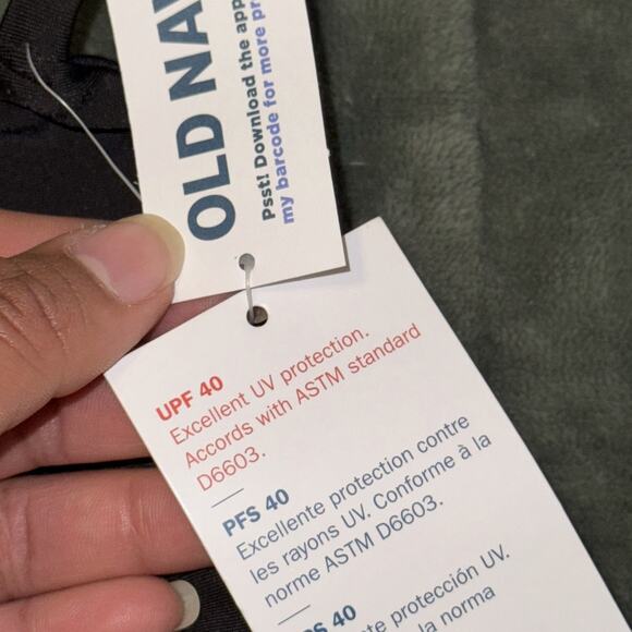 Old Navy Triangle Bikini Top Women Large Black UPF 40 Adjustable Spaghetti Strap - Picture 5 of 6